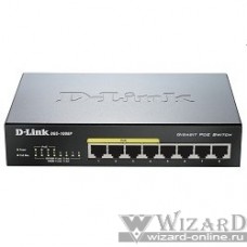 D-Link DGS-1008P/D1A Неуправляемый коммутатор с 8 портами 10/100/1000Base-T, функцией энергосбережения и поддержкой QoS (4 порта с поддержкой PoE 802.3af/802.3at (30 Вт), PoE бюджет 68 Вт)