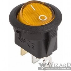 Rexant 36-2587 Выключатель клавишный круглый 12V 20А (3с) ON-OFF желтый с подсветкой (уп. 10 шт)