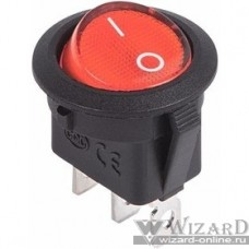 Rexant 36-2585 Выключатель клавишный круглый 12V 20А (3с) ON-OFF красный с подсветкой (уп 10 шт)