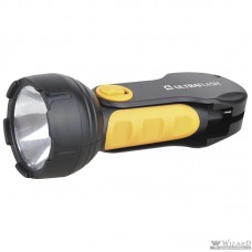 Ultraflash LED3817 (фонарь аккум 220В, черный/желтый, 1LED 1Вт, SLA, пласт, склад. вил коробка)