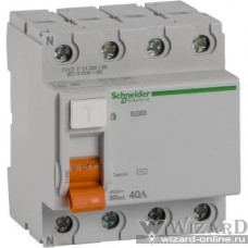 Schneider-electric 11465 ДИФ. ВЫКЛ. НАГРУЗКИ ВД63 4П 40A 300MA АС, Испания