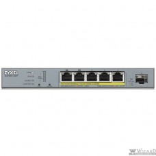 ZYXEL GS1350-6HP-EU0101F L2 коммутатор PoE+ для IP-видеокамер 4xGE PoE+, 1xGE PoE++ (802.3bt), 1xSFP, бюджет PoE 60 Вт, дальность передачи питания до 250 м, автоперезагрузка PoE-портов