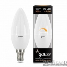 GAUSS 103101107-D Светодиодная лампа LED Свеча-dim E14 7W 560lm 3000К диммируемая 1/10/100