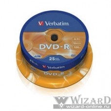 Verbatim Диски DVD-R 4.7Gb 16-х, 25шт, Cake Box (43522)