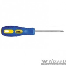 FIT HQ Отвертка "Гранд", сталь S2, шестигранное жало, прорезиненная сине-желтая ручка, Профи 3х75 мм РН0 [55502]