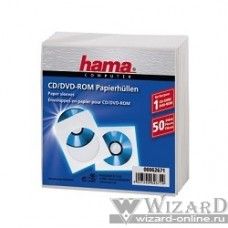 HAMA Конверты для CD/DVD бумажные с прозрачным окошком 50 шт. белый H-62671 [825863]
