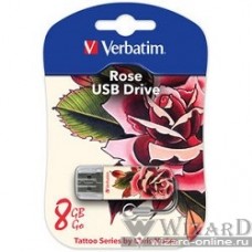 Verbatim USB Drive 8Gb Mini Tattoo Edition Rose 049881 {USB2.0}