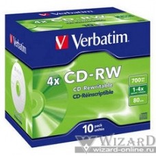 Verbatim Диск CD-RW 700Mb 2x-4x DataLife+ (10шт) (43123)
